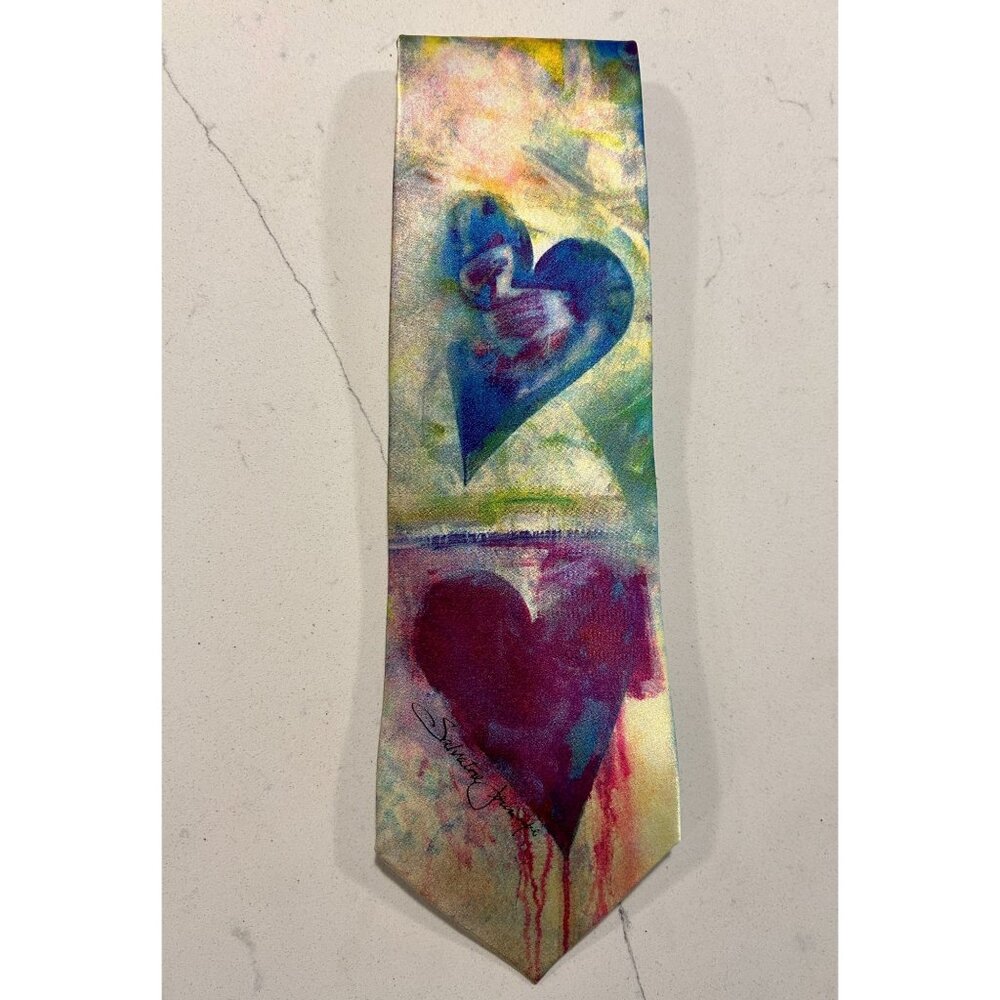 DeSantis Collection Salvatore Principe Watercolor Hearts Silk Necktie
